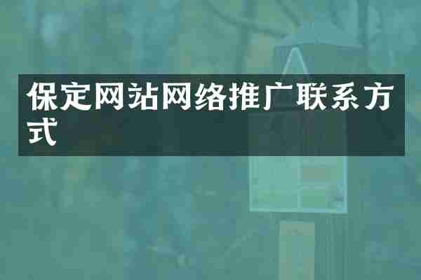 保定网站网络推广联系方式
