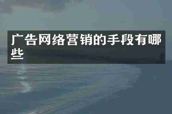 广告网络营销的手段有哪些