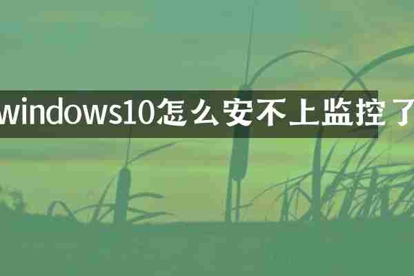 windows10怎么安不上监控了