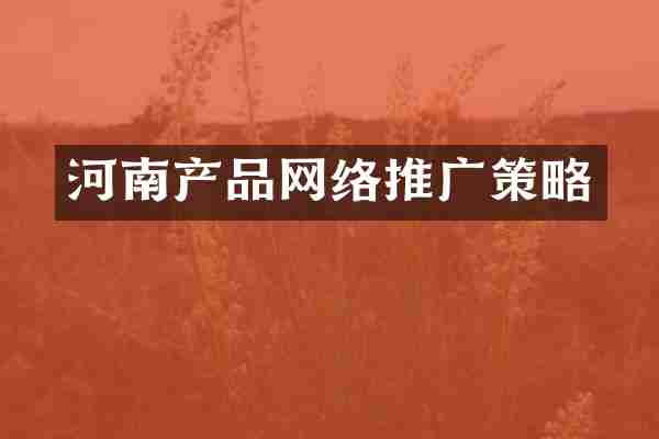 河南产品网络推广策略