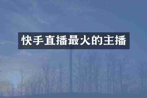 快手直播最火的主播