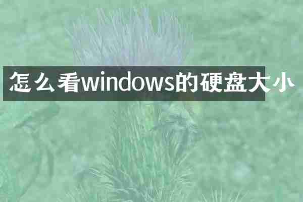 怎么看windows的硬盘大小