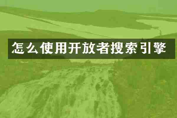 怎么使用开放者搜索引擎