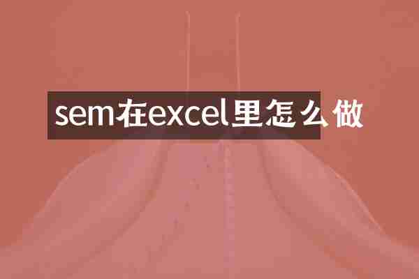 sem在excel里怎么做