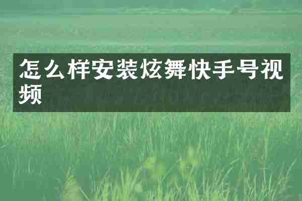 怎么样安装炫舞快手号视频