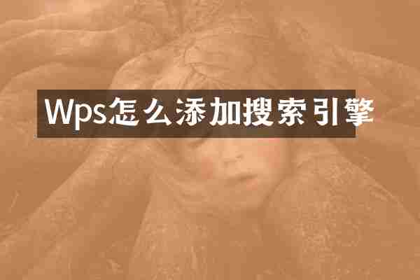 Wps怎么添加搜索引擎
