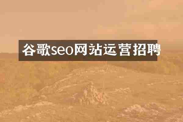谷歌seo网站运营招聘