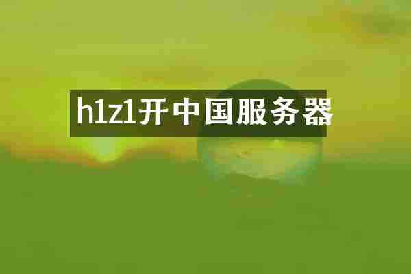 h1z1开中国服务器