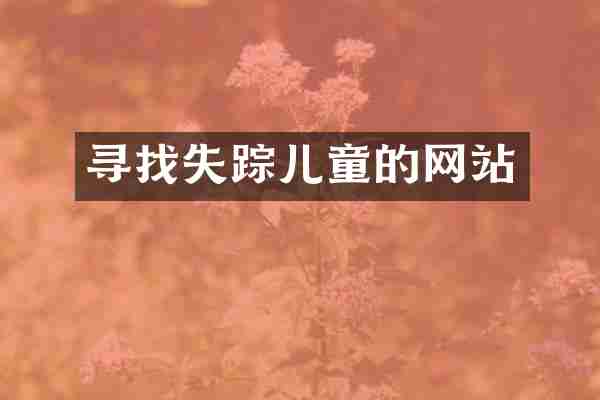 寻找失踪儿童的网站