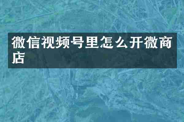 微信视频号里怎么开微商店