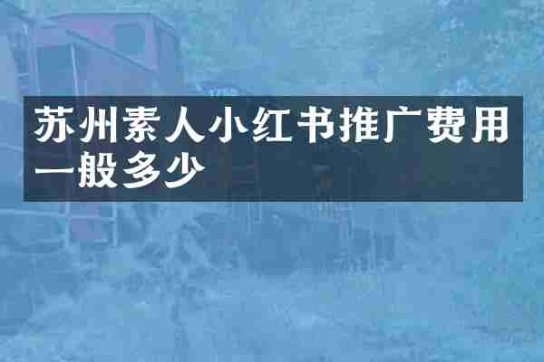 苏州素人小红书推广费用一般多少