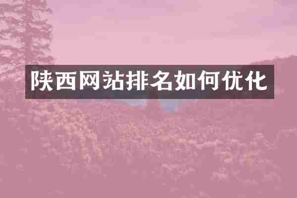 陕西网站排名如何优化