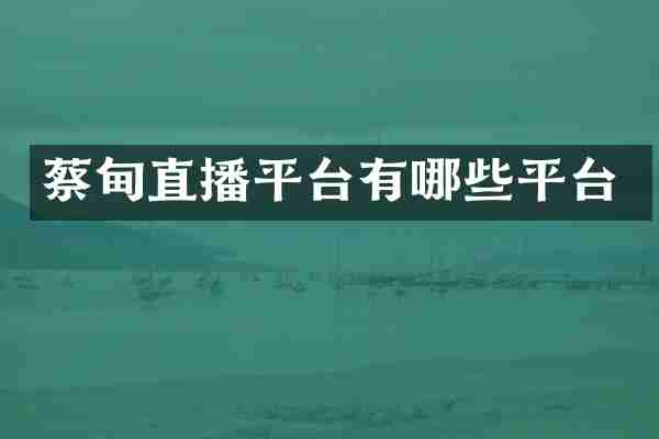 蔡甸直播平台有哪些平台