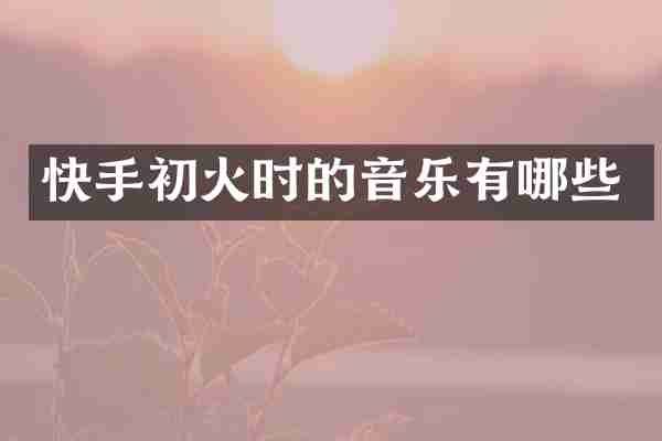 快手初火时的音乐有哪些