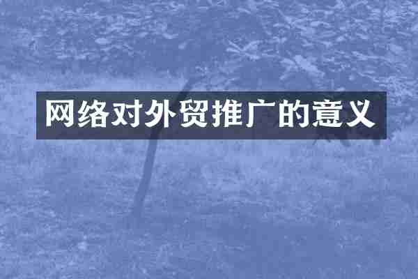 网络对外贸推广的意义
