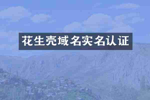 花生壳域名实名认证