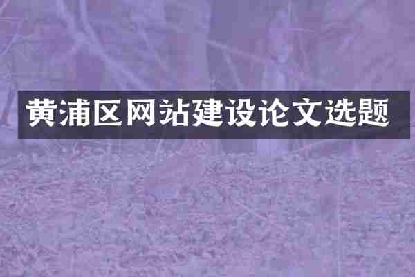 黄浦区网站建设论文选题