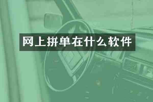 网上拼单在什么软件