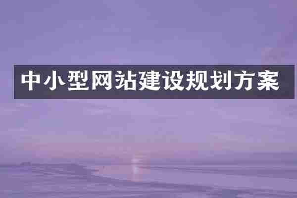 中小型网站建设规划方案