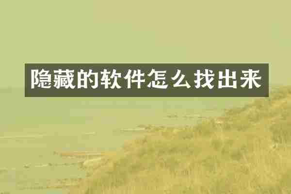 隐藏的软件怎么找出来