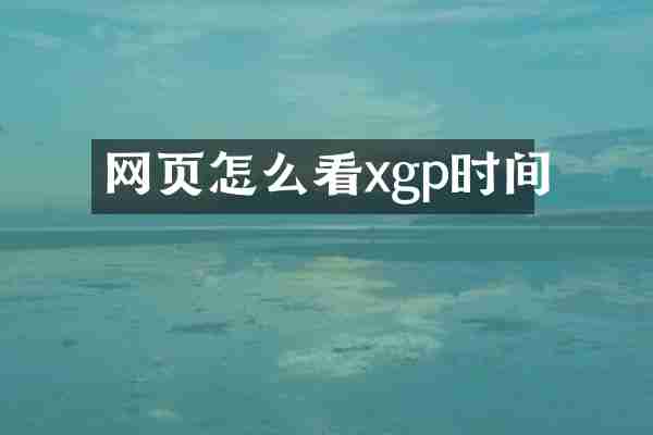 网页怎么看xgp时间