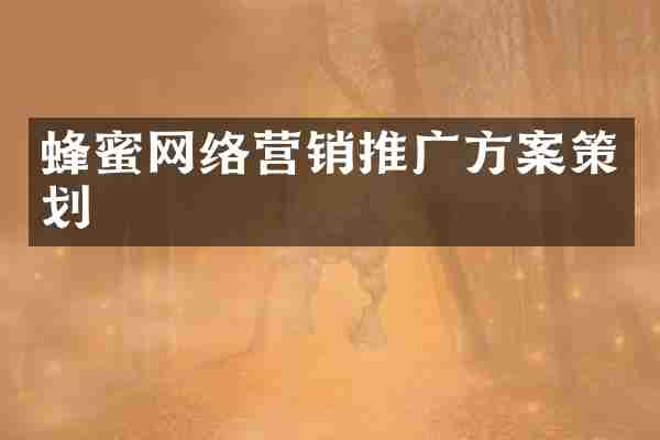蜂蜜网络营销推广方案策划
