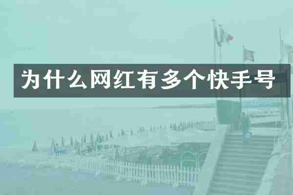 为什么网红有多个快手号
