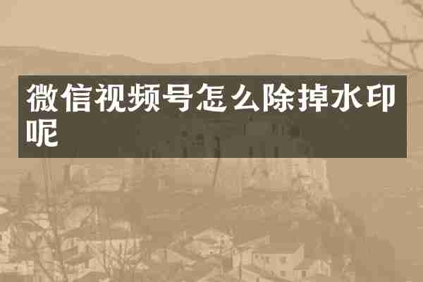微信视频号怎么除掉水印呢