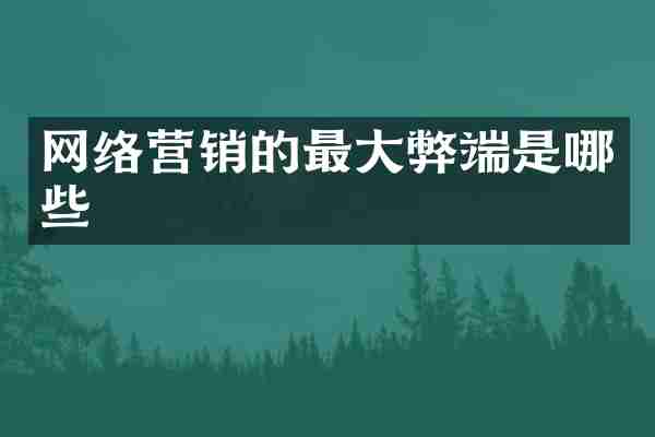 网络营销的最大弊端是哪些