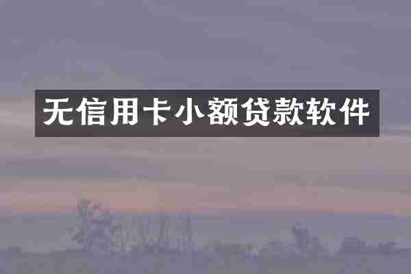 无信用卡小额贷款软件