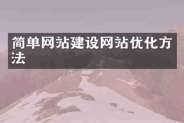 简单网站建设网站优化方法
