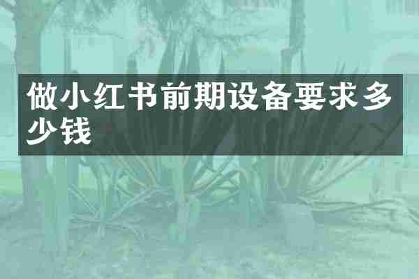 做小红书前期设备要求多少钱