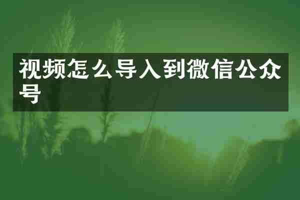 视频怎么导入到微信公众号