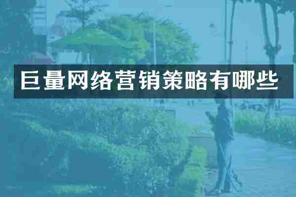 巨量网络营销策略有哪些