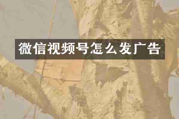微信视频号怎么发广告