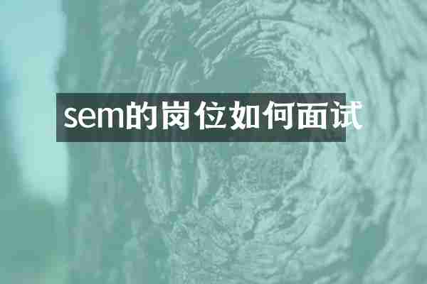 sem的岗位如何面试