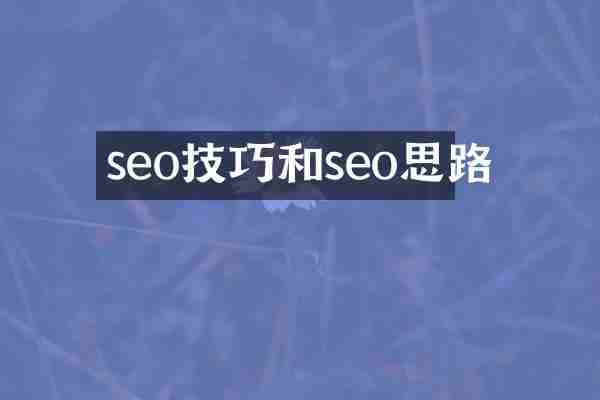 seo技巧和seo思路