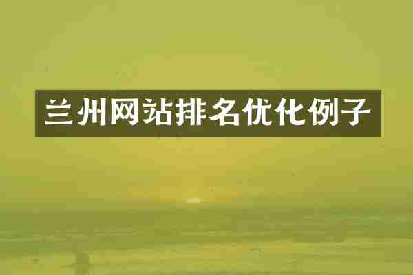 兰州网站排名优化例子