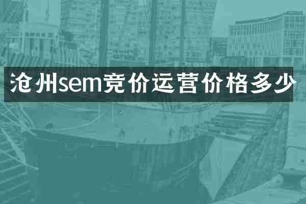沧州sem竞价运营价格多少