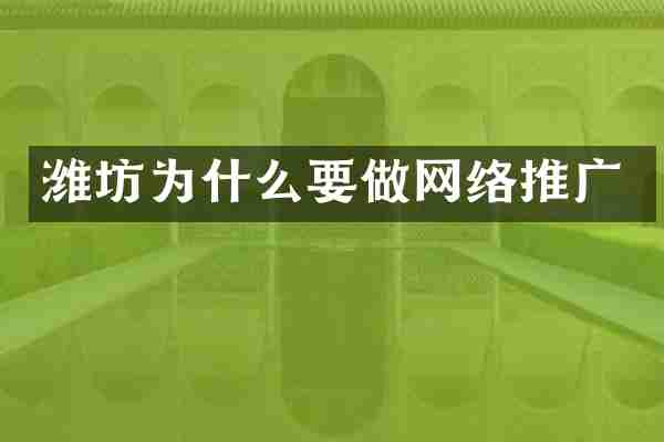 潍坊为什么要做网络推广