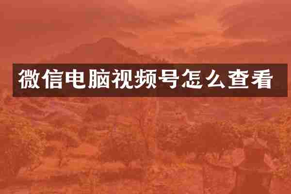 微信电脑视频号怎么查看