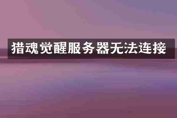 猎魂觉醒服务器无法连接