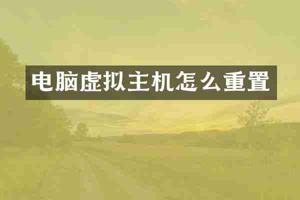 电脑虚拟主机怎么重置