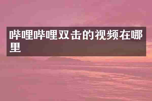 哔哩哔哩双击的视频在哪里