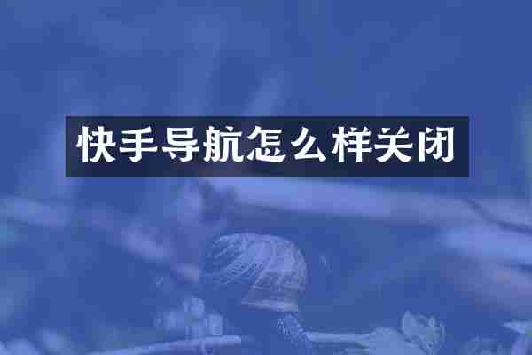 快手导航怎么样关闭