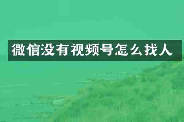 微信没有视频号怎么找人