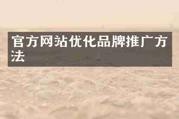 官方网站优化品牌推广方法