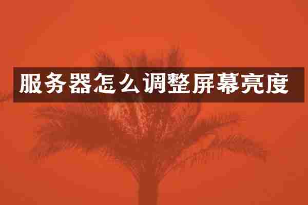 服务器怎么调整屏幕亮度