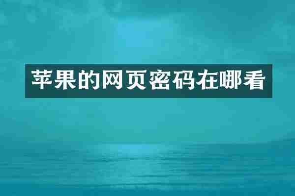 苹果的网页密码在哪看