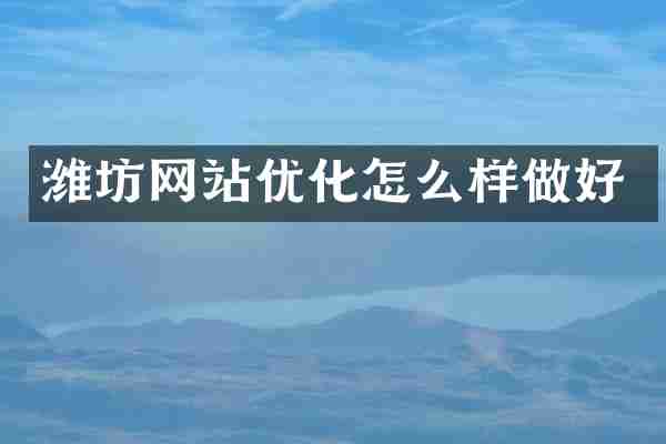 潍坊网站优化怎么样做好